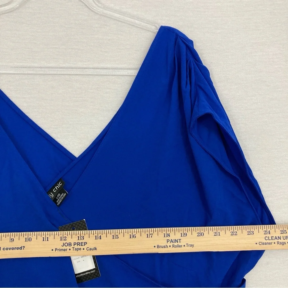 City Chic Blue Draped Dress - Picture 5 of 11